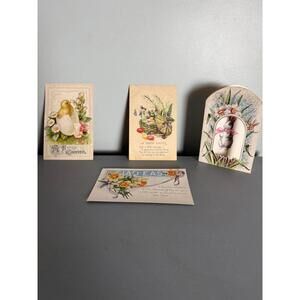Lot of 4 Vintage Easter Postcards Decorations Bunny Chick Daffodils